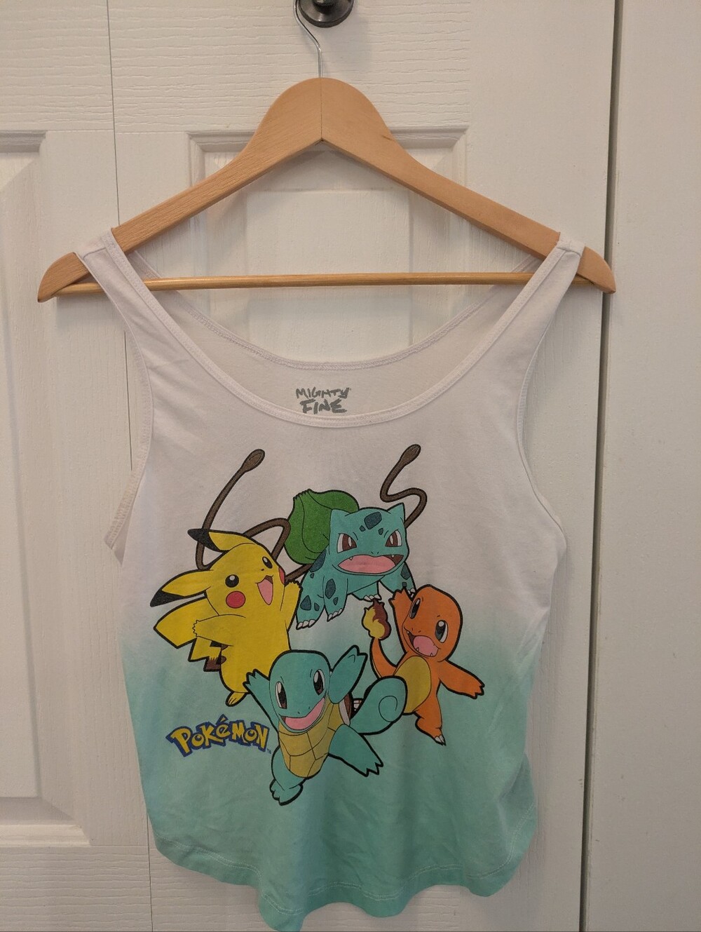 ✨3/25$ Pokemon White Tank Top with Yellow, Green, Orange and Blue Characters